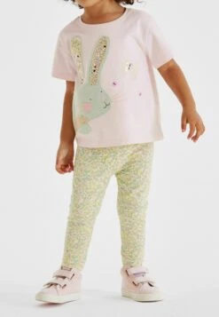 Next Short Sleeve Set- Legging - Pink Bunny Ditsy