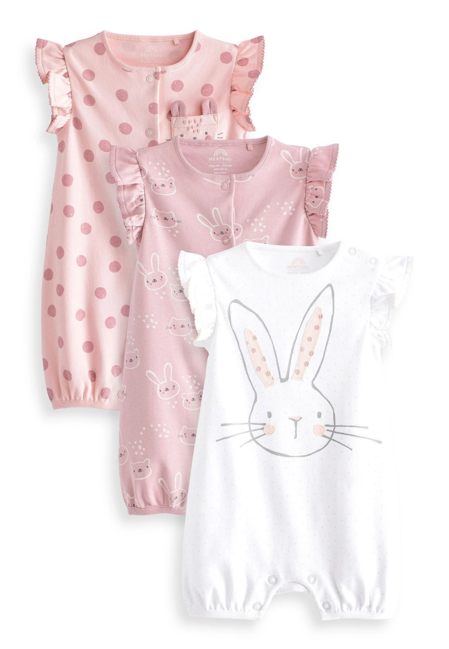 Next Rompers 3 Pack - Jumpsuit - Pink Bunny 1 Next Rompers 3 Pack - Jumpsuit - Pink Bunny