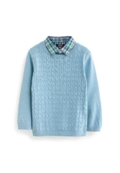 Next Cable Mock Standard - Trui - Blue -Next 143c22956e8d47dc82bb210a2c7ae158