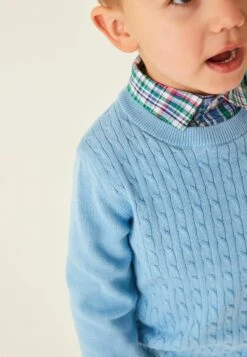 Next Cable Mock Standard - Trui - Blue -Next 17d5ffdf870d4629a5121b0eb9b35a85