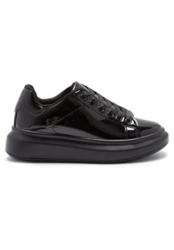 Next Chunky- Sneakers Laag - Black Patent Ribbon Lace