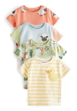 Next Short Sleeve 4 Pack - T-Shirt Print - Green Blue