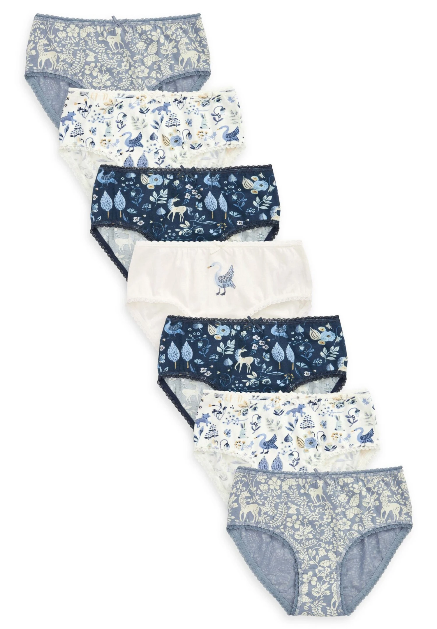 Next Days Of The Week 7 Pack - Slip - Blue White Floral Character 1 Next Days Of The Week 7 Pack - Slip - Blue White Floral Character