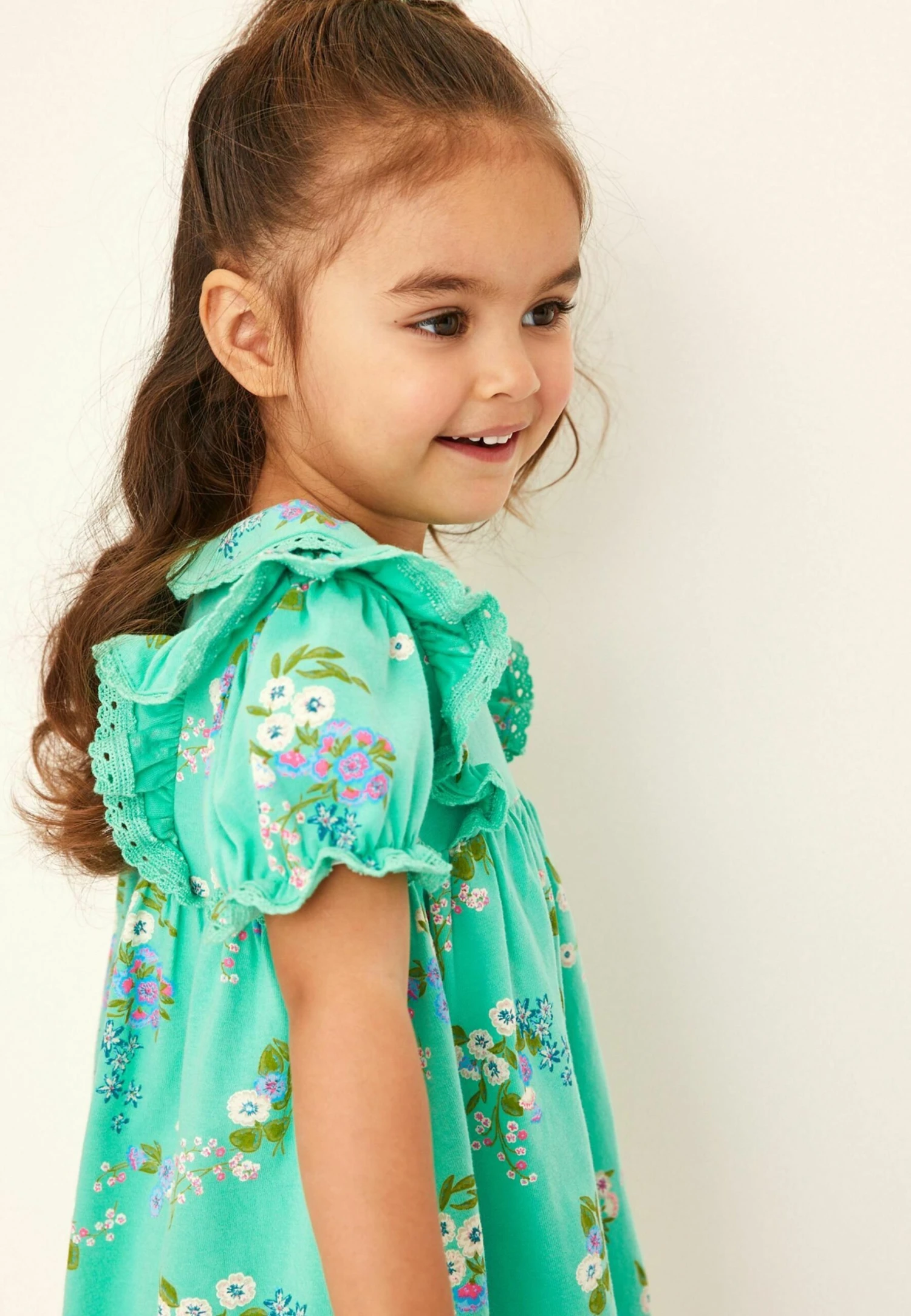 Next Short Sleeve Tea- Jurk - Green Floral 1 Next Short Sleeve Tea- Jurk - Green Floral