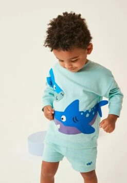 Next Applique Set Standard - Sweater - Aqua Blue Shark -Next 3e4a2a3c76b148ffa3660a2e30e6cfb7