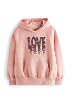Next Hoodie - Pink Sequin Slogan -Next 470c67179971448a8922a8813a5d6d5e