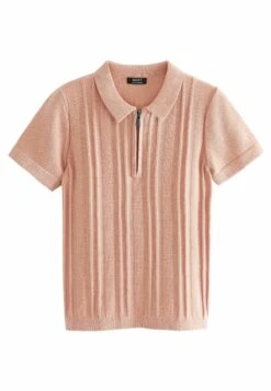 Next Short Sleeve Zip Neck Standard- Poloshirt - Pink