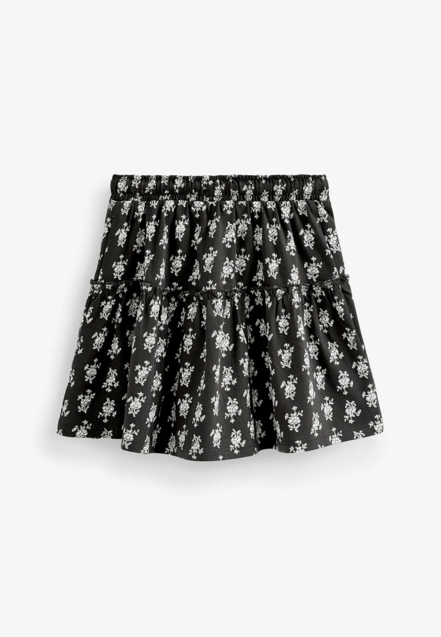 Next Tiered Standard - A-Lijn Rok - Black Ivory White Floral Woodblock Print 4 Next Tiered Standard - A-Lijn Rok - Black Ivory White Floral Woodblock Print - Afbeelding 4