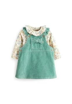 Next 2 Piece Pinafore And Set - Longsleeve - Teal Blue Cord -Next 4d4f6a624667468684e44837205b5207