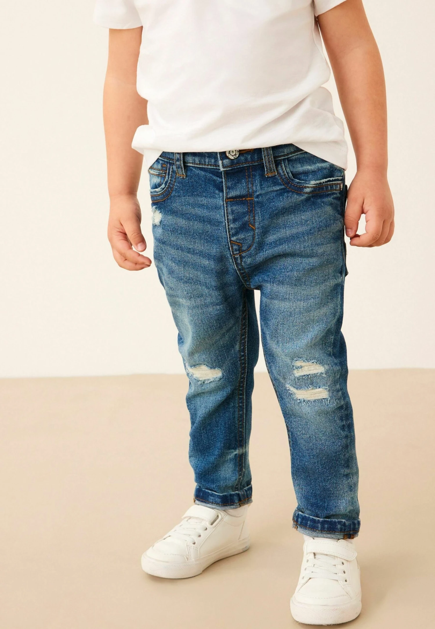 Next Distressed Standard - Straight Leg Jeans - Mid Blue Denim 1 Next Distressed Standard - Straight Leg Jeans - Mid Blue Denim