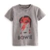 Next David Bowie Short Sleeve Standard - T-Shirt Print - Charcoal Grey Acid Wash