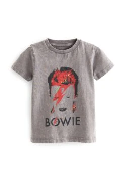 Next David Bowie Short Sleeve Standard - T-Shirt Print - Charcoal Grey Acid Wash