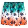 Next Zwemshorts - Dip Dye Coral Pink Blue Palm Tree