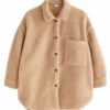 Next Borg Shacket- Halflange Jas - Neutral Brown
