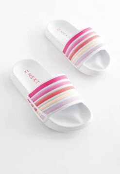 Next Stripe Touch Fastening Standard - Badslippers - White Pink -Next 6dad31155ae24dfcabae39e8b00511fb