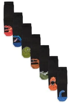 Next Dinosaur Seven Pack- Sokken - Black Dinosaur