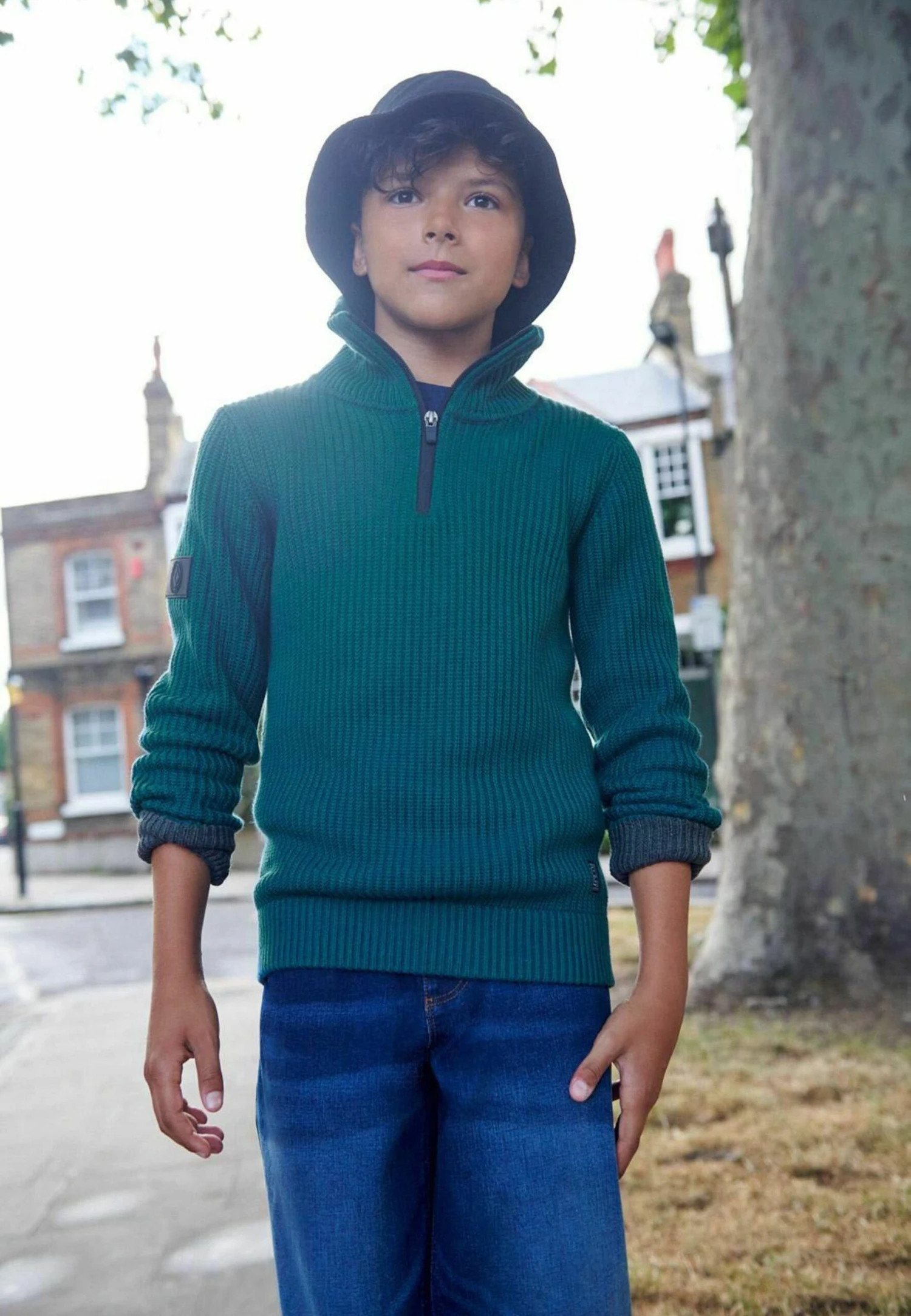 Next Chunky High Neck Zip - Trui - Teal Blue 1 Next Chunky High Neck Zip - Trui - Teal Blue