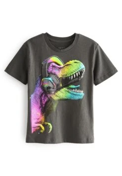 Next Short Sleeve Graphic Standard - T-Shirt Print - Grey Rainbow Dino