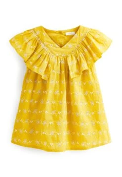 Next Ruffle Standard - Jurk - Yellow Broderie -Next 804f14c8c5d34e758f669afff2bd41a2