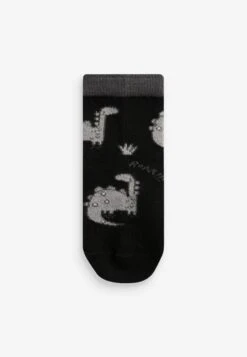 Next 7 Pack Rich Stripe Younger - Sokken - Black Grey Dinosaur -Next 8b91e0b7549641e6ad25e9efc364471e