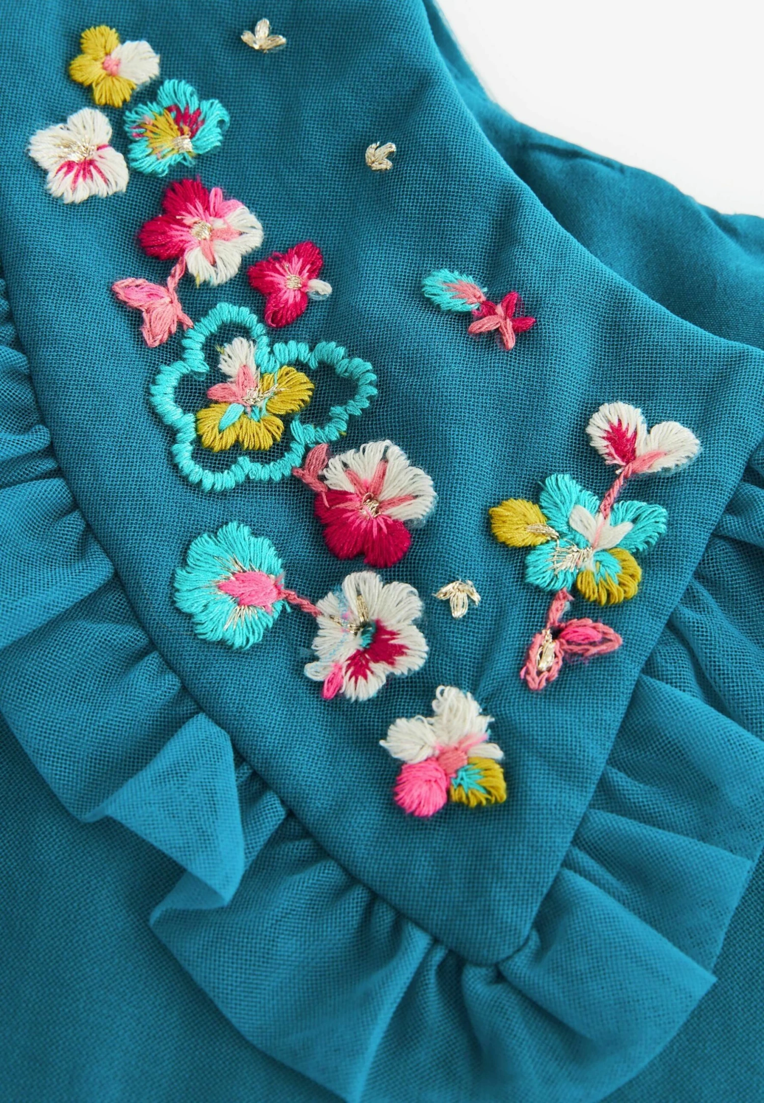 Next Embellished Mesh Collar- Cocktailjurk - Teal Blue 3 Next Embellished Mesh Collar- Cocktailjurk - Teal Blue - Afbeelding 3