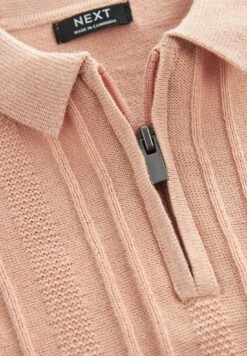 Next Short Sleeve Zip Neck Standard- Poloshirt - Pink -Next af7c94146eca4308a01f79bc9431cd61