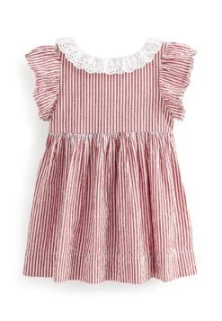 Next Broderie Collar Standard - Jurk - Red Stripe -Next b1724bd72eac4542a0ddbd0ece702d4e