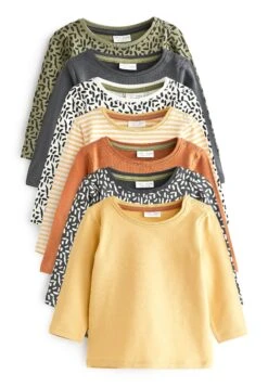 Next 7 Pack Print And Solid Mix Standard - Longsleeve - Grey