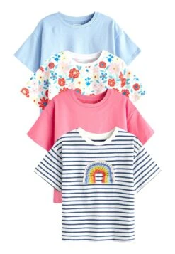 Next 4 Pack - T-Shirt Print - Ecru White Navy Blue