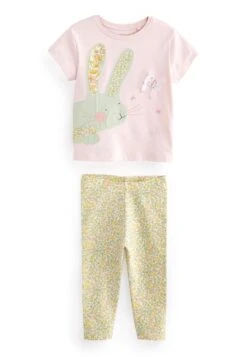 Next Short Sleeve Set- Legging - Pink Bunny Ditsy -Next d99057589bc445c6b470bf8dcd88ab0a