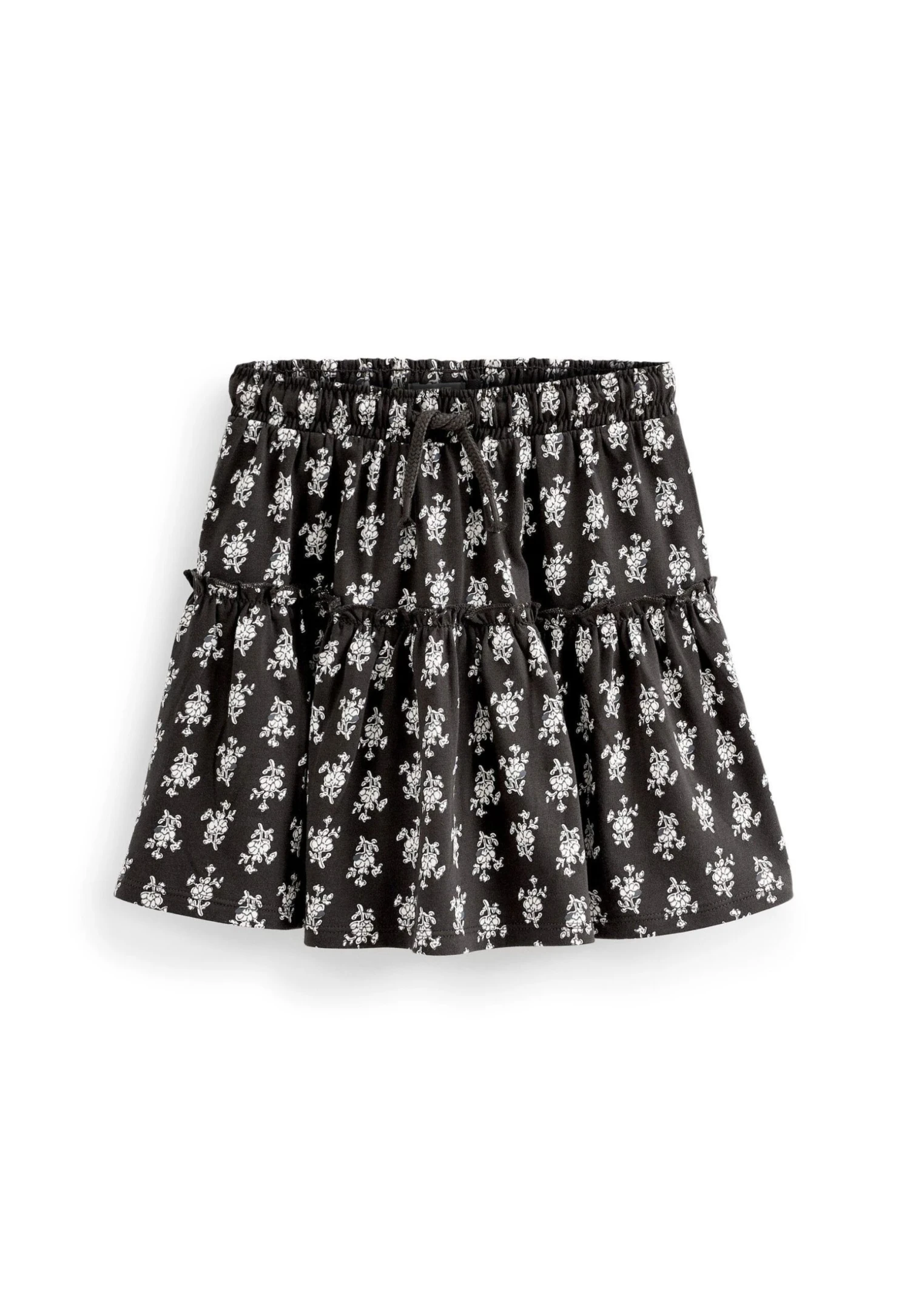 Next Tiered Standard - A-Lijn Rok - Black Ivory White Floral Woodblock Print 3 Next Tiered Standard - A-Lijn Rok - Black Ivory White Floral Woodblock Print - Afbeelding 3