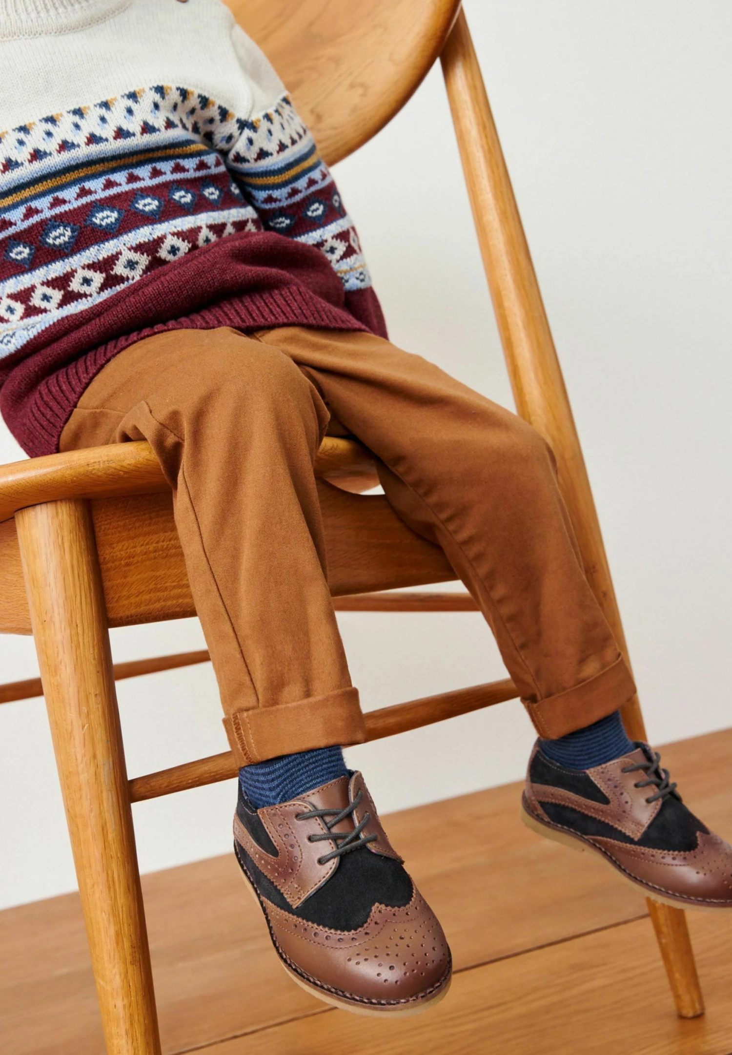Next Brogues - Babyschoenen - Tan Brown Navy Blue 1 Next Brogues - Babyschoenen - Tan Brown Navy Blue
