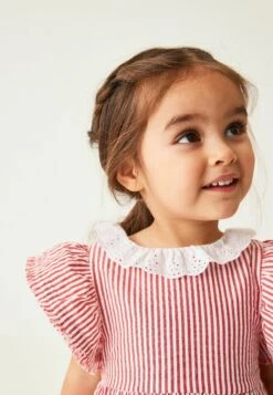 Next Broderie Collar Standard - Jurk - Red Stripe -Next e94bac20851f4d0cba7521b585bdc739