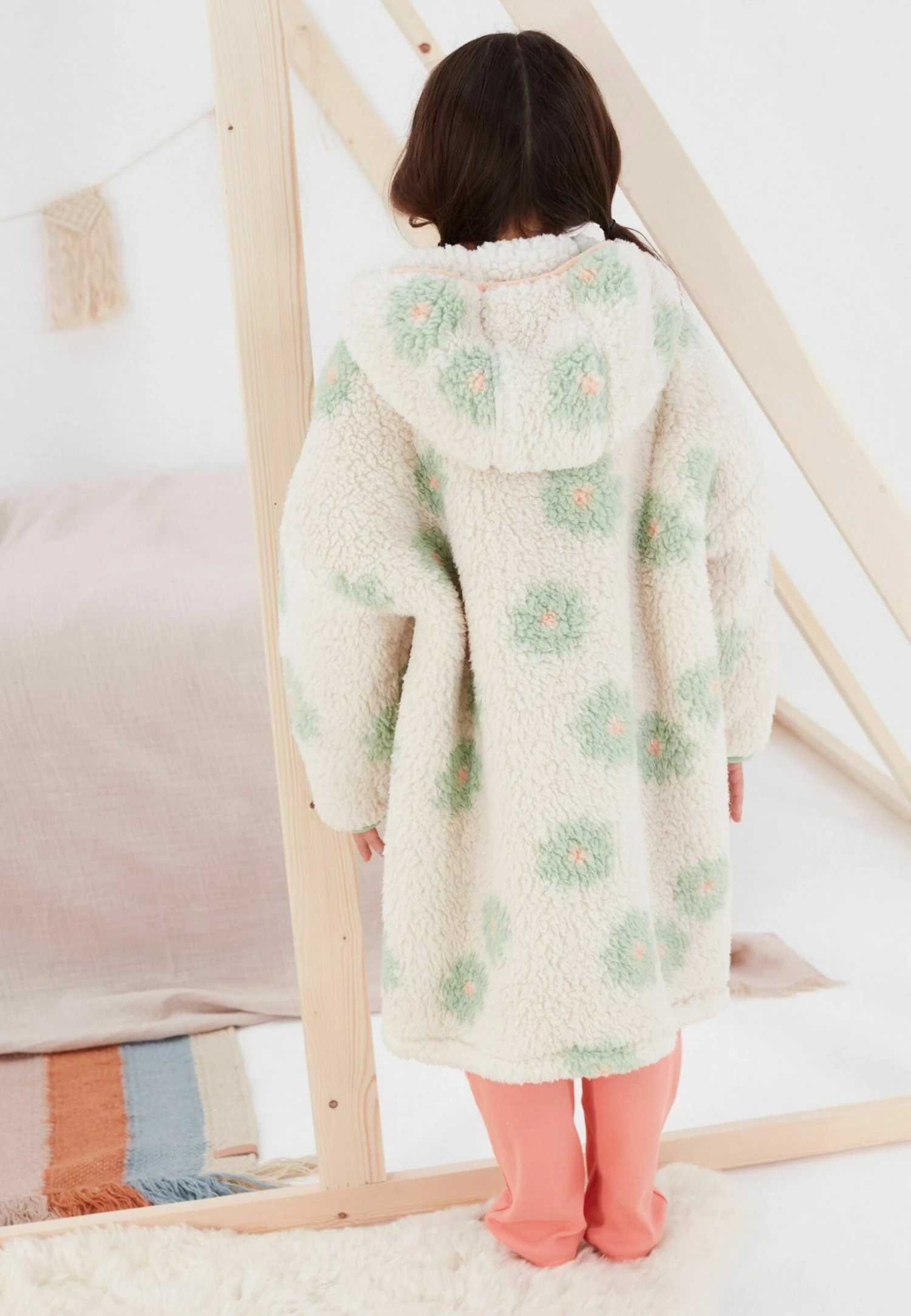 Next Poncho - Nachtjapon - Cream Green Floral 2 Next Poncho - Nachtjapon - Cream Green Floral - Afbeelding 2