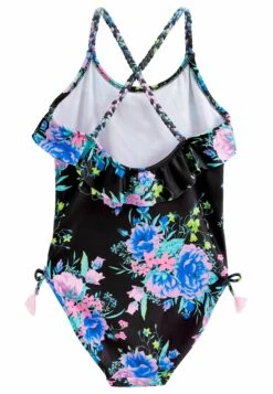 Next FrillStandard - Badpak - Black/Pink Floral -Next fef35695366a4bb1a56caa7cbff3244b